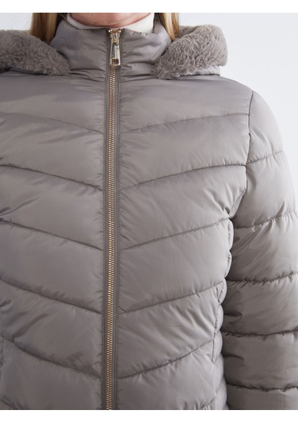 Yeni Sezon Kürklü Kapüşonlu Kadın Şişme Mont fırsatları