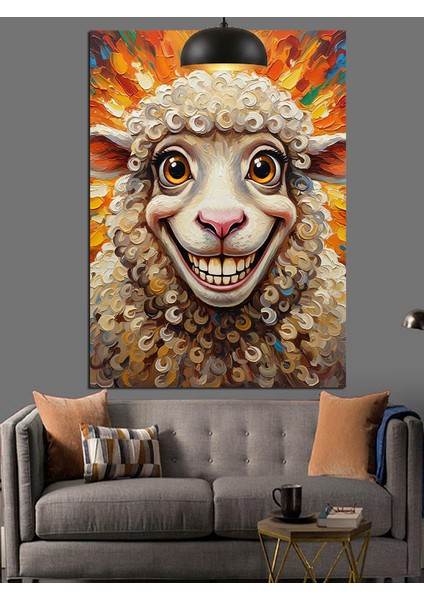 Koyun Gülen Çiftlik Hayvanı Dekoratif Kanvas - Mdf Ahşap Tablo