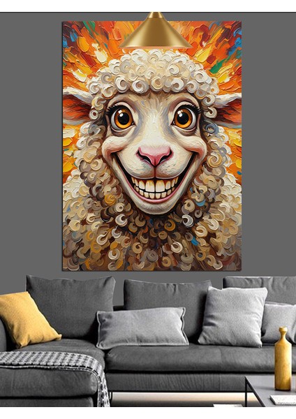 Koyun Gülen Çiftlik Hayvanı Dekoratif Kanvas - Mdf Ahşap Tablo fırsatları