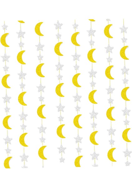 Işıltılı Banner Eid Mubarak Noel Sundurma Asılı Dekorlar Süsleme 4m Altın (Yurt Dışından)