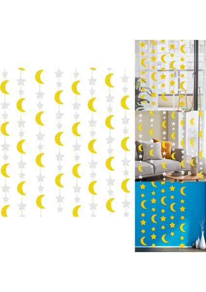 Işıltılı Banner Eid Mubarak Noel Sundurma Asılı Dekorlar Süsleme 4m Altın (Yurt Dışından) modelleri