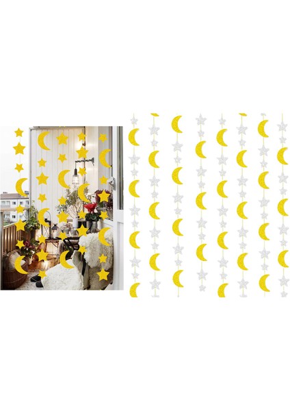 Işıltılı Banner Eid Mubarak Noel Sundurma Asılı Dekorlar Süsleme 4m Altın (Yurt Dışından) fırsatları