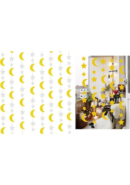 Işıltılı Banner Eid Mubarak Noel Sundurma Asılı Dekorlar Süsleme 4m Altın (Yurt Dışından) indirimleri