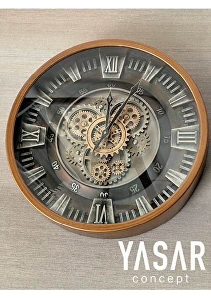 Cranford Metal Çarklı Duvar Saati Modern Tasarım 46x46 cm Dekoratif