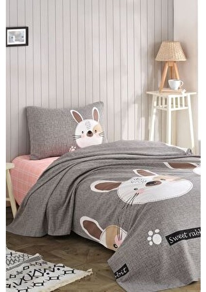 Pike Seti Baskılı Tek Kişilik Tavşancık A.Kahve-Gri-Pembe 160x235 cm modelleri