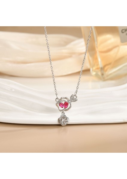 Yeni Titanyum Çelik Kolye Kadın Mizaç Mikro-Set Zirkonya Kişilik Kıdemli Köprücük Kemiği Duygusu Zincir Takı (Yurt Dışından)