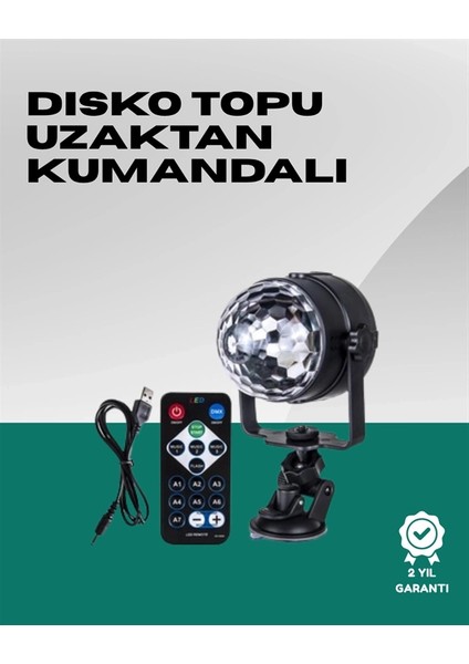 7 Farklı Aydınlatma Modu ve Ses Sensörlü Disko Topu Lambası