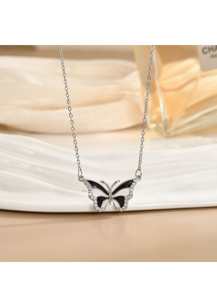 Yeni Titanyum Çelik Kolye Kadın Mizaç Mikro-Set Zirkonya Kişilik Kıdemli Köprücük Kemiği Duygusu Zincir Takı (Yurt Dışından)