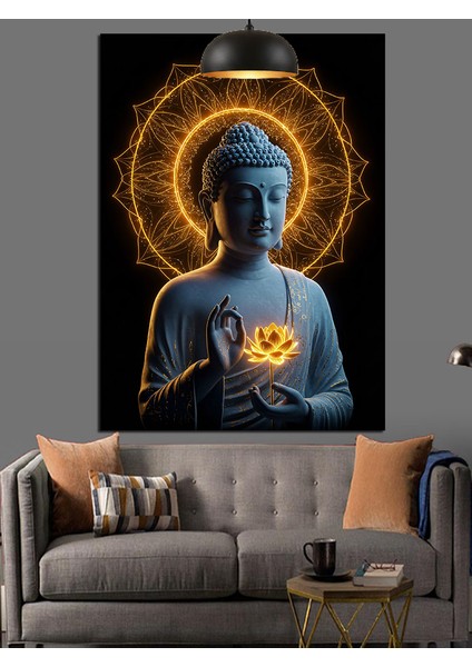 Buda Altın Işıklı Huzur Dekoratif Kanvas - Mdf Ahşap Tablo modelleri
