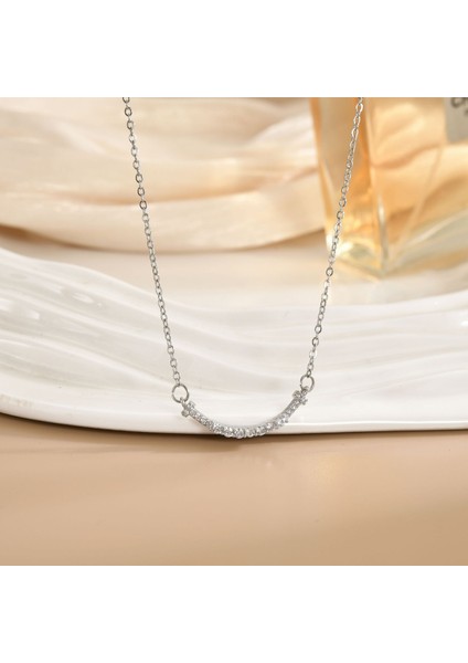 Yeni Titanyum Çelik Kolye Kadın Mizaç Mikro-Set Zirkonya Kişilik Kıdemli Köprücük Kemiği Duygusu Zincir Takı (Yurt Dışından)