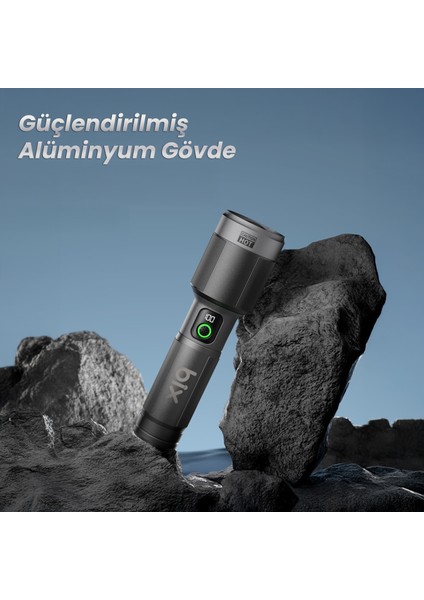 BX5101FL 2300 Lümen 60W Led El Feneri Teleskopik Zoom Metal Gövdeli Şarj Edilebilir 850 Metre Uzun Menzilli Flashlight fiyatları