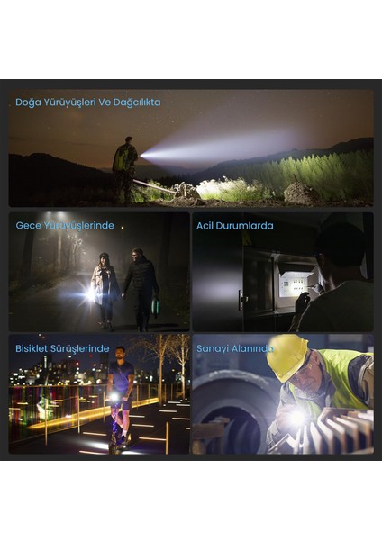 BX5101FL 2300 Lümen 60W Led El Feneri Teleskopik Zoom Metal Gövdeli Şarj Edilebilir 850 Metre Uzun Menzilli Flashlight