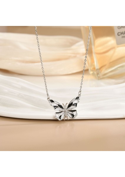 Yeni Titanyum Çelik Kolye Kadın Mizaç Mikro-Set Zirkonya Kişilik Kıdemli Köprücük Kemiği Duygusu Zincir Takı (Yurt Dışından)