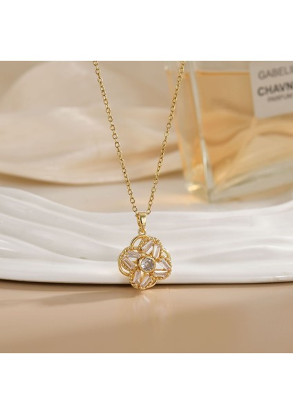 Yeni Kıdemli Işık Duygusu Lüks Mikro Set Zirkonya Bakır 18 Ayar Altın Kaplama Kolye Kolye Köprücük Kemiği Zinciri Takı ile Kadın Moda (Yurt Dışından)