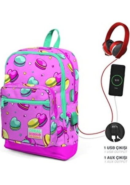 23261 USB Bağlantılı Sırt Çantası - Pembe indirimleri