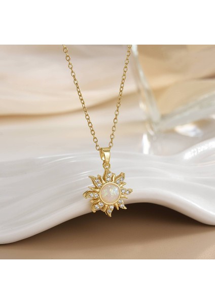 Yeni Bakır Kaplama Gerçek Altın Australopithecine Sıcaklığa Duyarlı Güneş Ay Kolye Mikro Set Zirkonya Titanyum Çelik Kolye (Yurt Dışından)