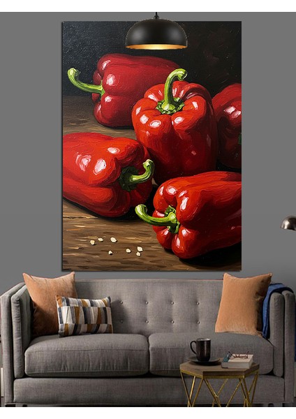 Kırmızı Biber Sebze Resmi Dekoratif Kanvas - Mdf Ahşap Tablo modelleri