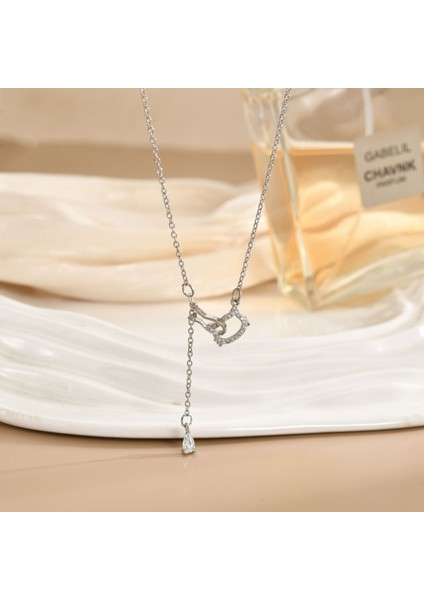 Yeni Titanyum Çelik Kolye Kadın Mizaç Mikro-Set Zirkonya Kişilik Kıdemli Köprücük Kemiği Duygusu Zincir Takı (Yurt Dışından)