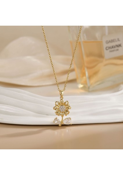 Yeni Kıdemli Işık Duygusu Lüks Mikro Set Zirkonya Bakır 18 Ayar Altın Kaplama Kolye Kolye Köprücük Kemiği Zinciri Takı ile Kadın Moda (Yurt Dışından)