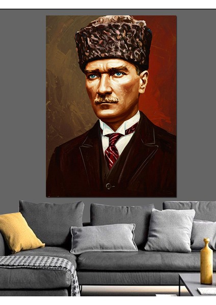 Mustafa Kemal Atatürk Portresi Dekoratif Kanvas - Mdf Ahşap Tablo
