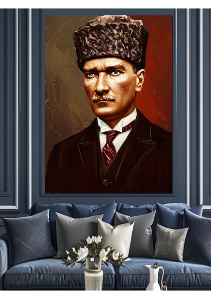 Mustafa Kemal Atatürk Portresi Dekoratif Kanvas - Mdf Ahşap Tablo fiyatları