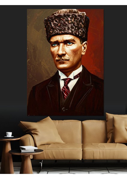 Mustafa Kemal Atatürk Portresi Dekoratif Kanvas - Mdf Ahşap Tablo fırsatları