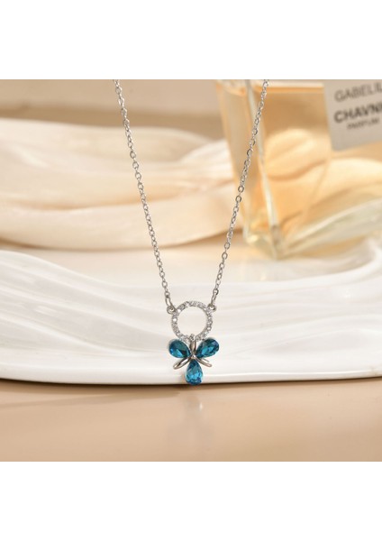 Yeni Titanyum Çelik Kolye Kadın Mizaç Mikro-Set Zirkonya Kişilik Kıdemli Köprücük Kemiği Duygusu Zincir Takı (Yurt Dışından)