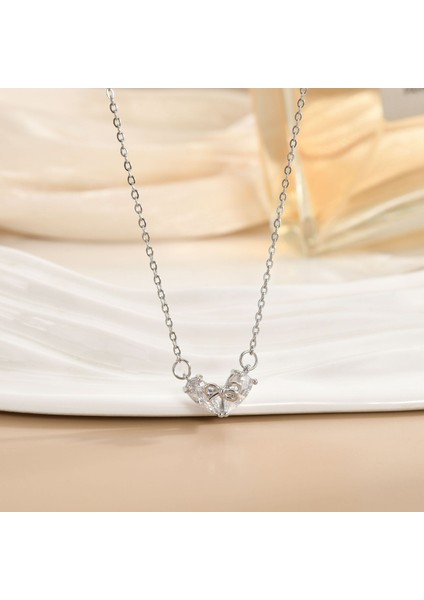 Yeni Titanyum Çelik Kolye Kadın Mizaç Mikro-Set Zirkonya Kişilik Kıdemli Köprücük Kemiği Duygusu Zincir Takı (Yurt Dışından)