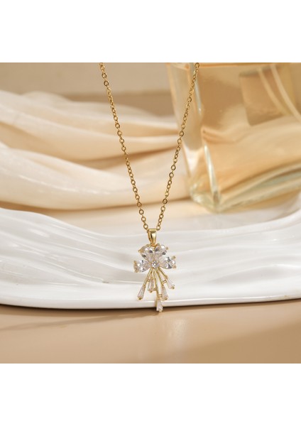 Yeni Kadın Yıldızlar ve Ay Köprücük Kemiği Zinciri Titanyum Çelik Renk Kaybetmez Çok Yönlü Kişilik Tasarım Duygusu Boyun Zinciri Hafif Lüks Stil (Yurt Dışından)