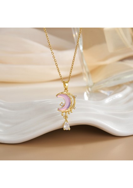 Yeni Bakır Kaplama Gerçek Altın Australopithecine Sıcaklığa Duyarlı Güneş Ay Kolye Mikro Set Zirkonya Titanyum Çelik Kolye (Yurt Dışından)