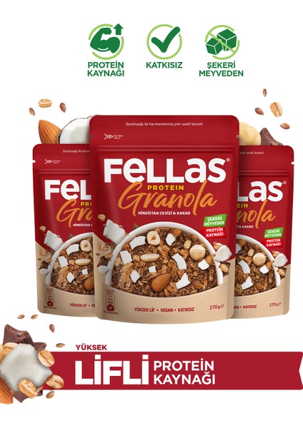 Protein Granola -Hindistan Cevizi 270g x3