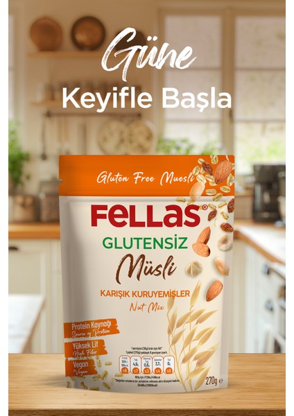 Glutensiz Müsli 2'li - Kırmızı Meyveli 270 gr + Karışık Kuruyemişli 270 gr modelleri