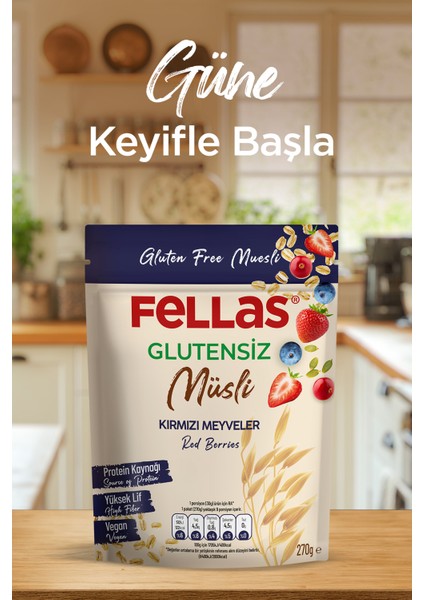 Glutensiz Müsli 2'li - Kırmızı Meyveli 270 gr + Karışık Kuruyemişli 270 gr fırsatları