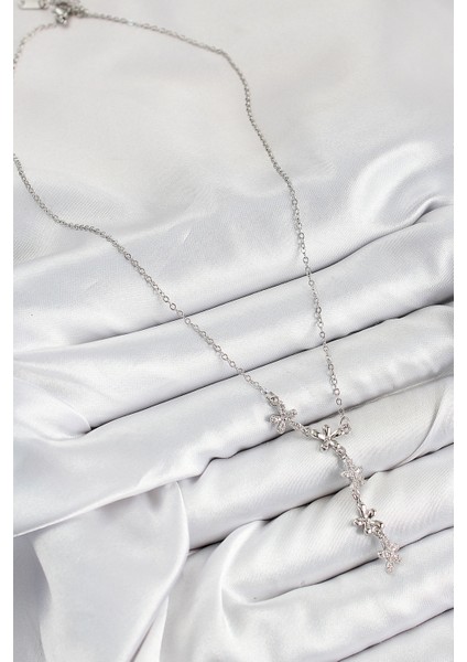 316L Çelik Zirkon Taşlı Çiçek Model Gümüş Renk Kadın Kolye - TJ-BKO10406 fırsatları