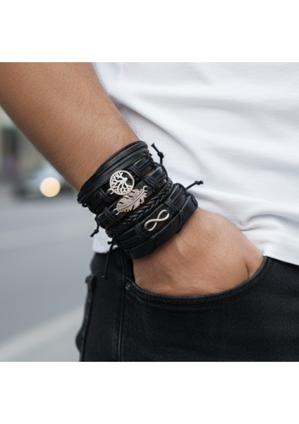 Hayat Ağacı Yaprak Sonsuzluk Figürlü Charm El Yapımı 6 Adet Hakiki Deri Bileklik fiyatları