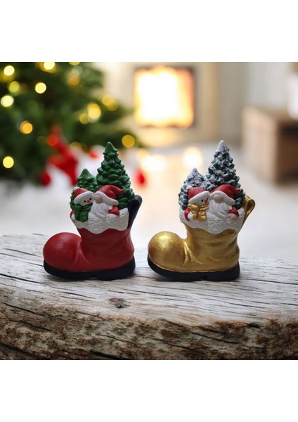 Noel Baba ve Kardan Adam Temalı Taş Tozu Dekoratif Çizme Figürü – Yılbaşı Süsü (2’li Set) fiyatları