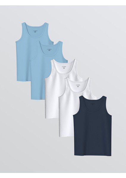 Yeni Sezon Bisiklet Yaka Erkek Çocuk Atlet 5'li