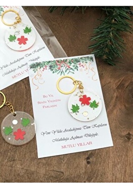 Yılbaşı Hediyesi Kırmızı Yeşil Desenli Anahtarlık 1 Adet Özel Yeni Yıl Hediyesi fiyatları