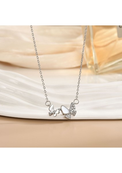 Yeni Titanyum Çelik Kolye Kadın Mizaç Mikro-Set Zirkonya Kişilik Kıdemli Köprücük Kemiği Duygusu Zincir Takı (Yurt Dışından)