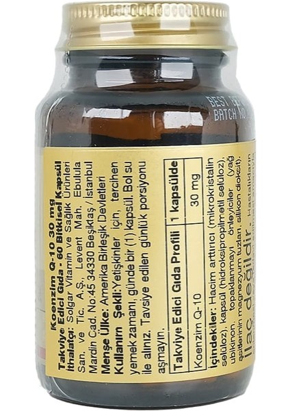Coenzyme Q-10 30 Mg 60 Kapsül fiyatları