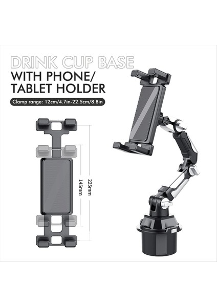 Araba Kupası Telefon Tutucu Ayarlanabilir Araba Araç Içi Su Kupası Tutucu Uzun Ortak Konum Cep Telefonu Tablet Bilgisayar Araç Braketi (Yurt Dışından) fiyatları
