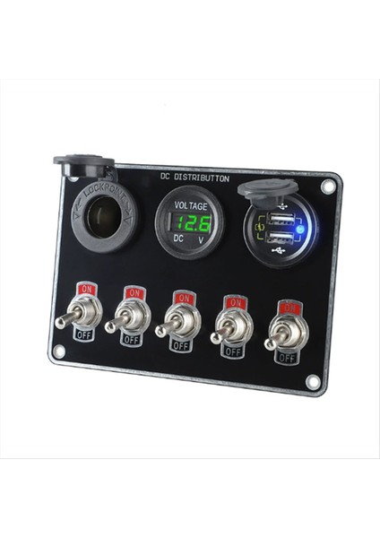 Çok Fonksiyonlu 5 Çete Rocker Geçiş Anahtarı Paneli USB Şarj Cihazı Devre Tekne Kamyonu Için Su Geçirmez Kontrol Röle Sistemi Rv (Yurt Dışından)