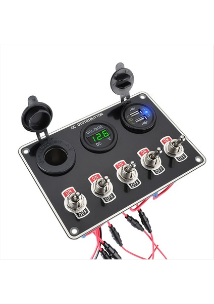 Çok Fonksiyonlu 5 Çete Rocker Geçiş Anahtarı Paneli USB Şarj Cihazı Devre Tekne Kamyonu Için Su Geçirmez Kontrol Röle Sistemi Rv (Yurt Dışından) modelleri