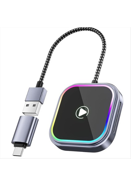 Iphone ve Android Audio Reaktif Aydınlatma Tasarımı Için 2&#39 Si 1 Arada Kablosuz Carplay Adaptörü Carplay Dongle Android Otomatik Adaptör (Yurt Dışından)