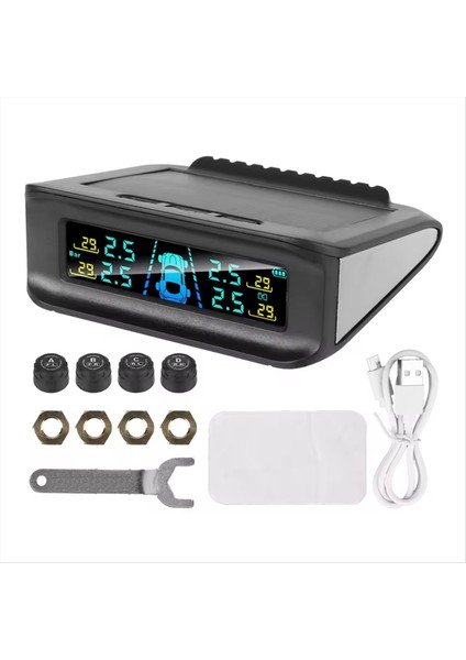 Kablosuz Güneş Gücü Akıllı Araba Tpms Lastik Basınç Sistemi Araba Güvenlik Lastik Basınç Monitör Sistemi Dijital Ekran (Yurt Dışından)