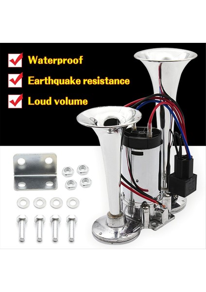 12V Çift Trompet Boynuz Araba Hava Boynuzu Süper Sesli Elektrikli Solenoid Valf Arabası Elektrik Hava Boynuzu Araba Tekne Hoparlör (Yurt Dışından) modelleri