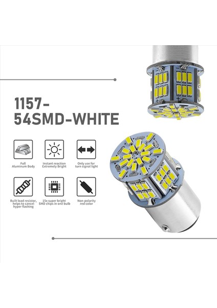 4x 1157 LED Ampul Beyaz 54SMD 1080 Lümenler 7528 2357 2057 Fren Kuyruğu Için LED Ampuller Park Park Yedek Işığı (Yurt Dışından)