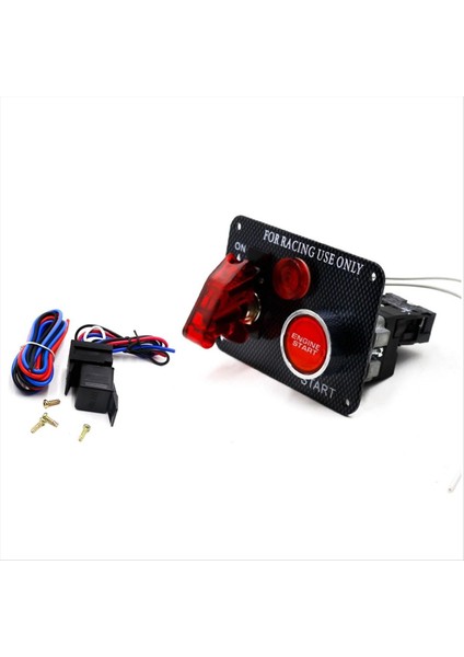 12V LED Kontak Anahtar Paneli Yarış Araç Motoru Başlatma Itme Düğmesi Başlangıç Anahtarı Karbon Fiber Araç Değiştirme (Yurt Dışından)