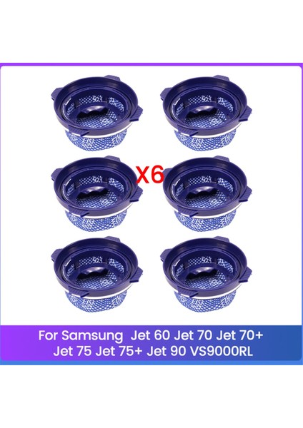 Samsung Jet 60, Jet 70, Jet 70+, Jet 75, Jet 75+, Jet 90 VS9000RL Dikey Elektrikli Süpürge Parçaları Toz Filtresi Için 6 Adet Hepa Filtre (Yurt Dışından)
