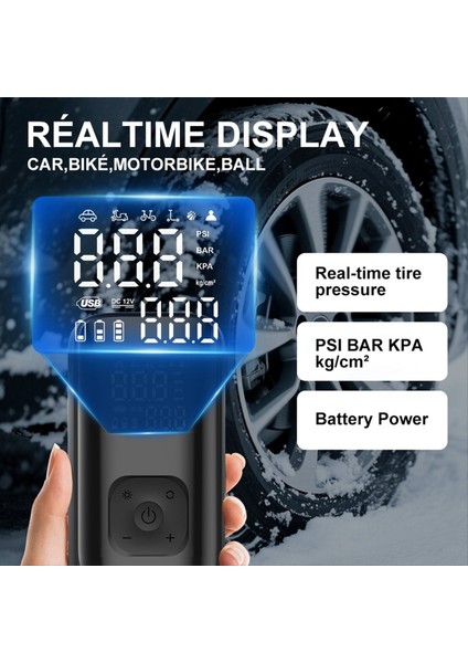 Araç Lastiği Şişiricisi Taşınabilir Hava Pompası Power Bank Fonksiyonu Tip-C Kablosuz Pil Kompresörü Araba Motosiklet Lastiği (Yurt Dışından) fiyatları